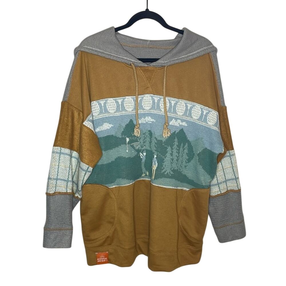 Hippie Hued Rework Hoodie Pullover Golf Forest Patchwork Sweater Unisex